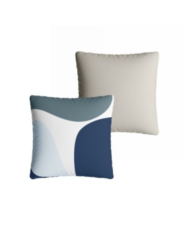 Coussin carré bleu déhoussable 40x40cm