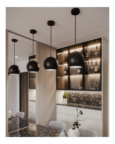 Suspension ronde en métal noir