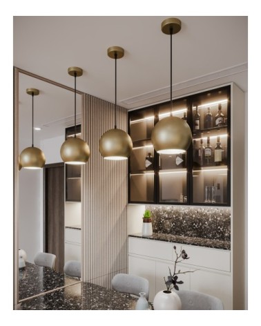 Suspension ronde en métal doré