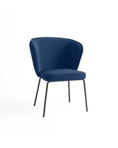 Chaise en velours bleu nuit