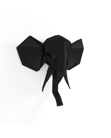 Trophée décoratif mural éléphant noir en polyrésine