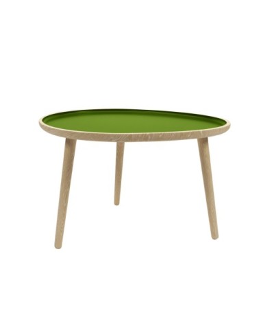 Table basse en bois et peinture céramique vert kaki