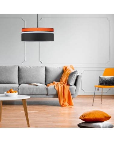 Suspension déco noir et orange Ø 45