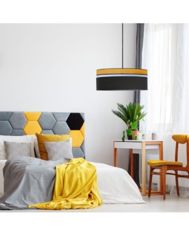Suspension déco noir et jaune moutarde Ø 50