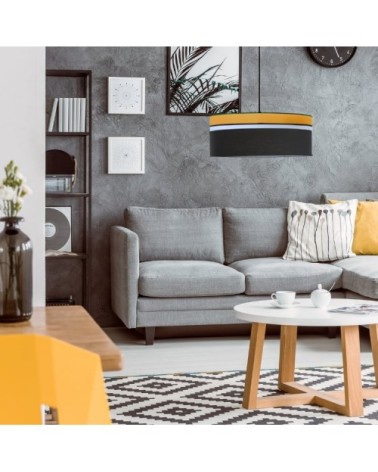 Suspension déco noir et jaune moutarde Ø 50