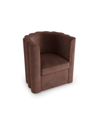 Fauteuil vintage en velours marron