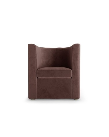 Fauteuil vintage en velours marron