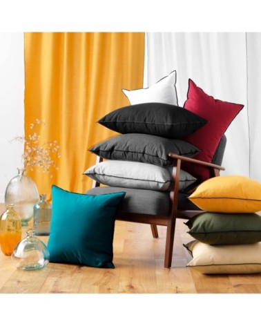 Coussin avec surjet en coton recyclé blanc 50 x 50