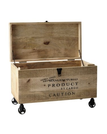 Malle à roulettes en bois L 70 cm MILTON