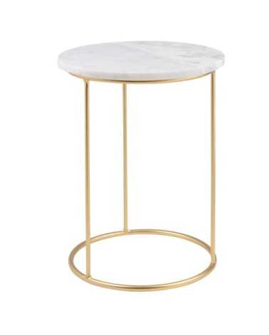 Bout de canapé en marbre et métal doré mat