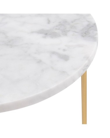 Bout de canapé en marbre et métal doré mat