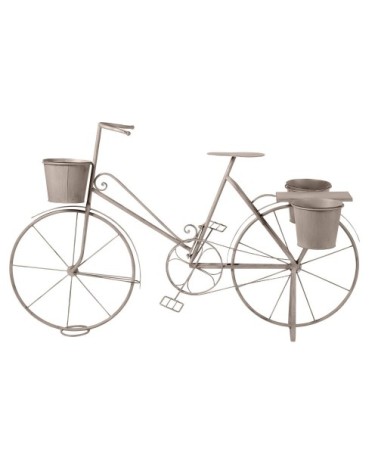 Porte-plantes vélo en métal gris effet vieilli