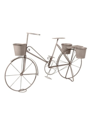 Porte-plantes vélo en métal gris effet vieilli