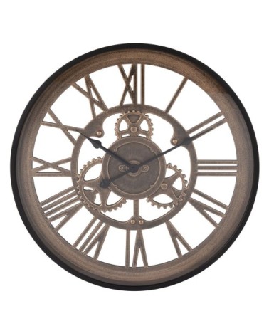 Horloge rouages noire et marron D46