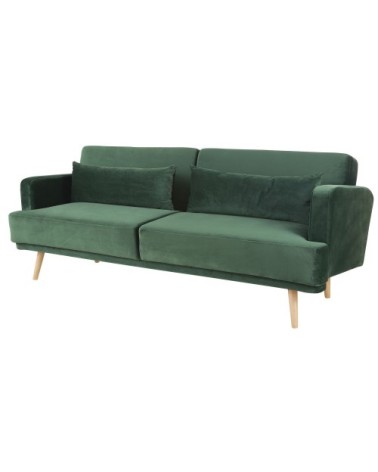 Canapé clic-clac 3 places en velours vert