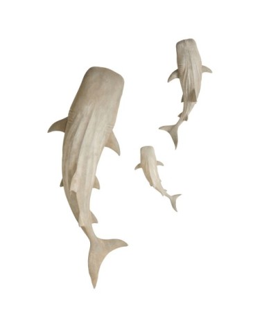 Déco murales requins baleines gris brossé (x3)