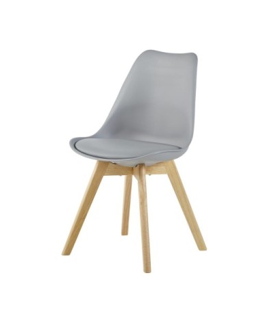 Chaise style scandinave gris acier et hévéa