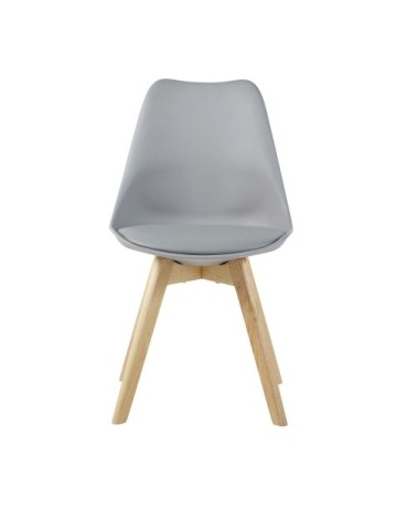 Chaise style scandinave gris acier et hévéa