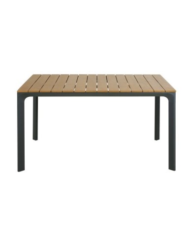 Table de jardin en aluminium gris anthracite et composite imitation bois 4/6 personnes