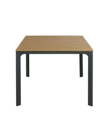 Table de jardin en aluminium gris anthracite et composite imitation bois 4/6 personnes