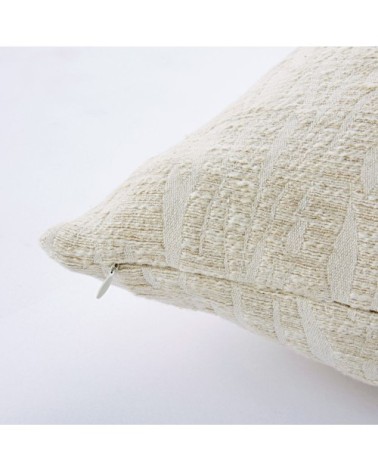 Coussin garni en jacquard beige et gris 45x45