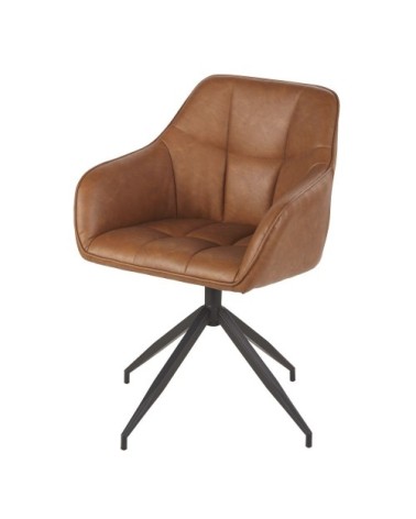 Fauteuil pivotant en textile enduit marron