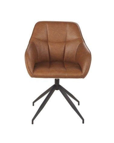 Fauteuil pivotant en textile enduit marron