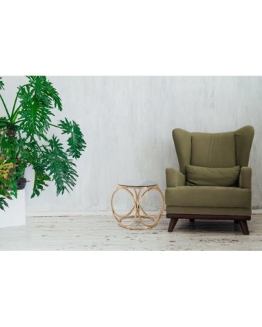 Table dappoint ronde or rose plateau verre fumé d40cm