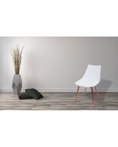 Chaise design imitation cuir blanc pieds cuivré (lot de 4)