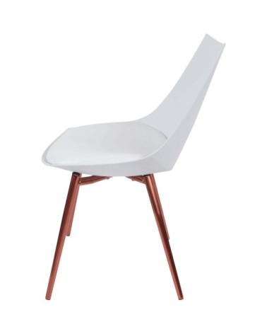 Chaise design imitation cuir blanc pieds cuivré (lot de 4)