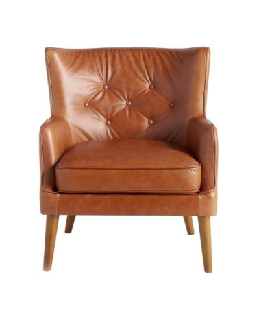 Fauteuil Confident cuir capitonné brun