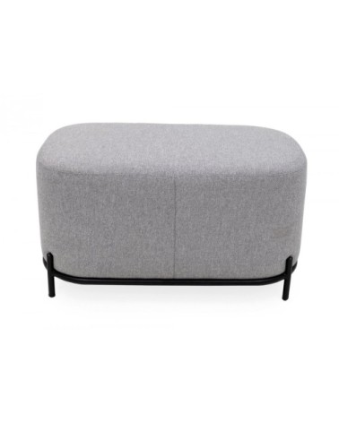 Grand pouf rond en tissu pieds métal gris