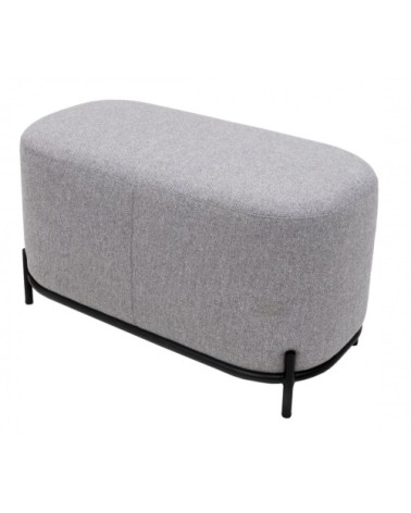 Grand pouf rond en tissu pieds métal gris