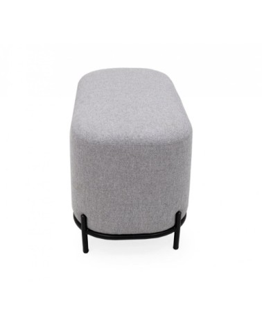 Grand pouf rond en tissu pieds métal gris