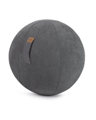 Balle d'assise design en suédine anthracite avec poignée D65