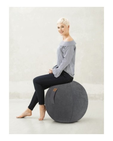 Balle d'assise design en suédine anthracite avec poignée D65