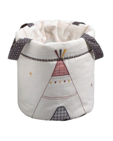 Lot de 3 panières gigognes en tissu en Coton polyurethane Beige