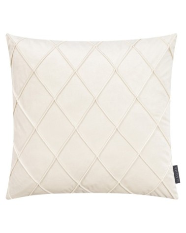 Housses de coussin velours relief pli cousu ivoire 50x50-Lot de 2