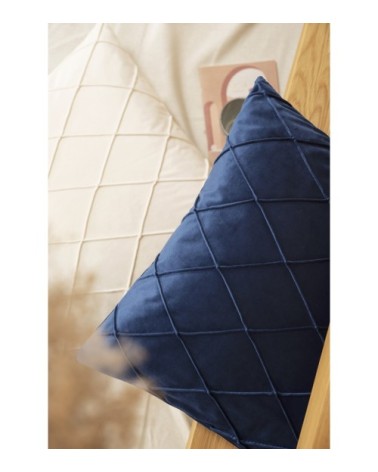 Housses de coussin velours relief pli cousu ivoire 50x50-Lot de 2