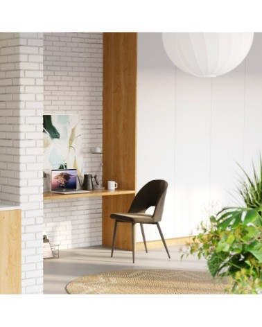 Chaise en velours vert et pieds métal noir (lot de 2)