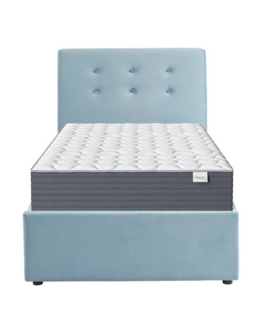 Pack lit coffre enfant 90x190 + matelas + tête de lit - velours bleu