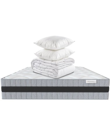 Ensemble matelas 140x190 Mémoire De Forme +Couette 240x220 + Oreillers