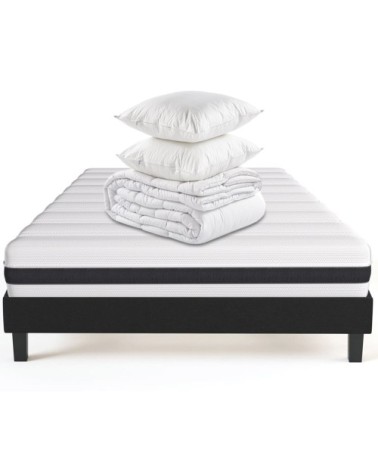 Pack matelas 160x200 + sommier + couette + oreillers