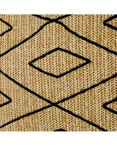 Coussin en polypropylène beige motifs graphiques noirs 50x50