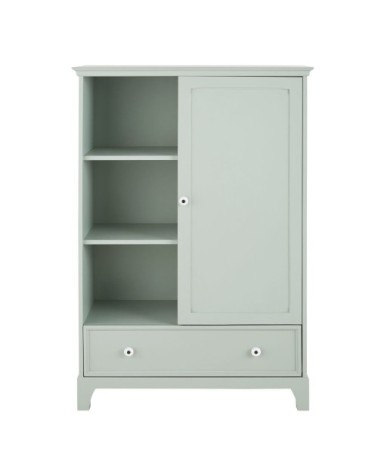 Cabinet de rangement enfant 1 porte 1 tiroir vert de gris