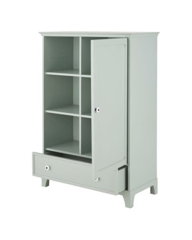 Cabinet de rangement enfant 1 porte 1 tiroir vert de gris