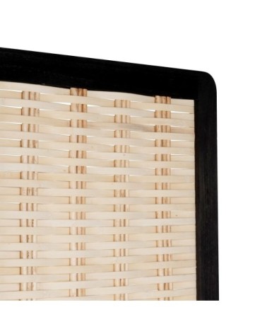 Paravent en bambou et bois de paulownia beige et noir