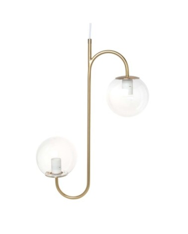 Suspension en métal doré 2 globes en verre H59