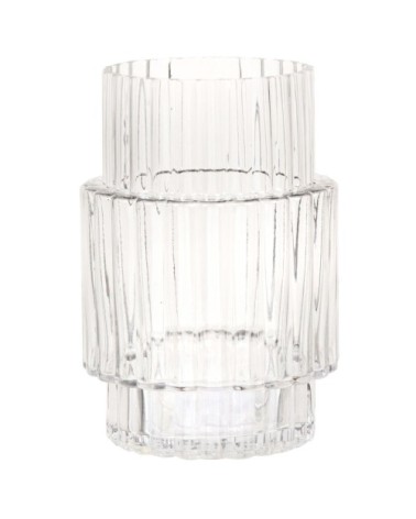 Photophore en verre strié transparent