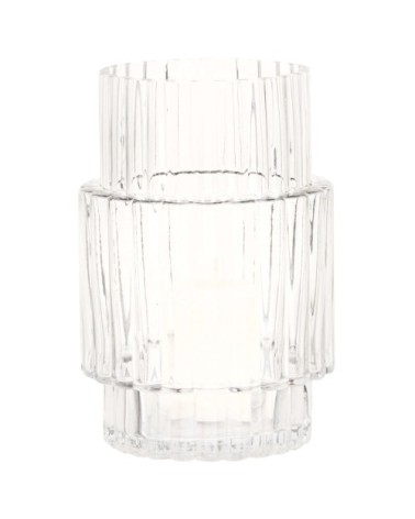 Photophore en verre strié transparent
